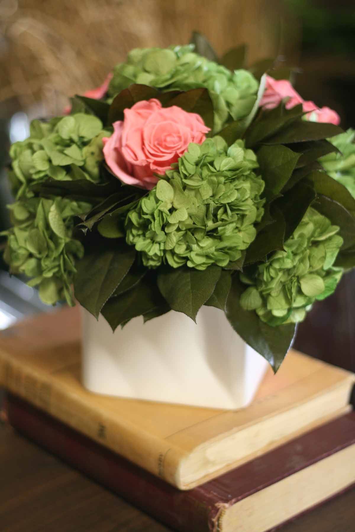 Hydrangea and Rose Arrangement - Click Image to Close