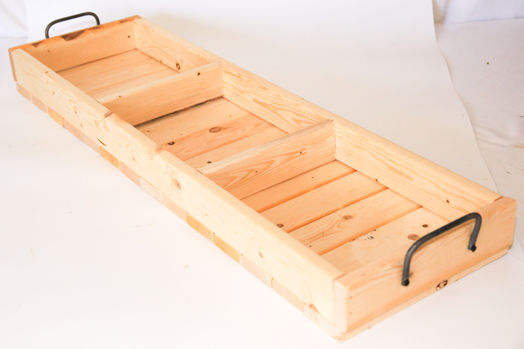 Three Compartment Long Wood Tray - Click Image to Close