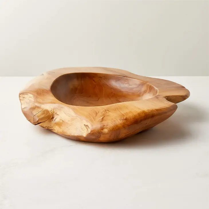 Teak Chunky Root Wood Bowl - Click Image to Close