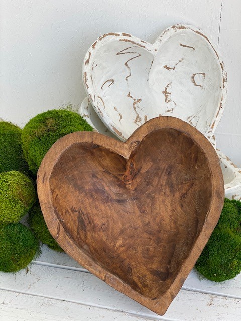 Wood Dough Bowl Large Wood Heart Bowl 