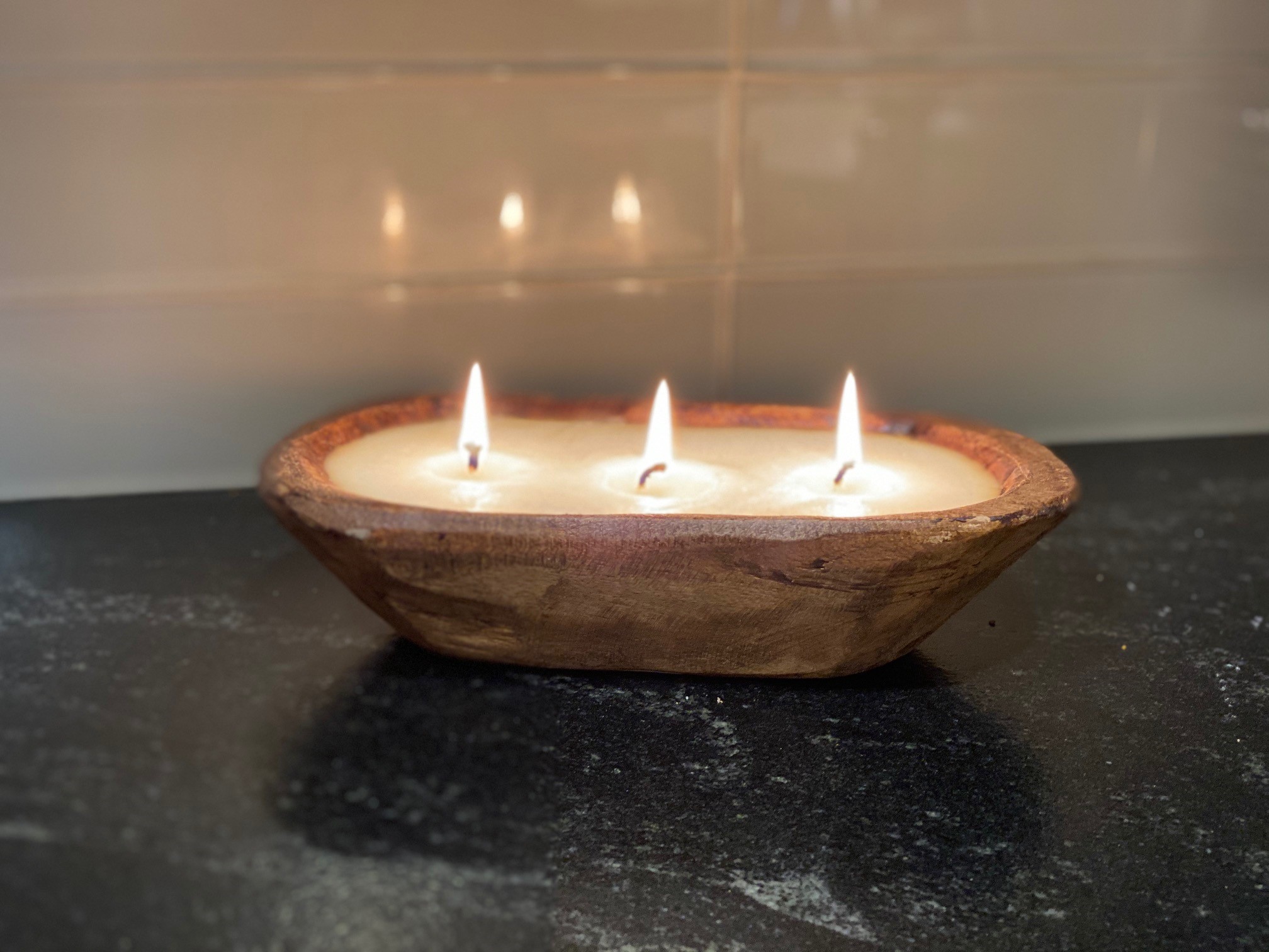 Dough Bowl Candle- Citrus Maitai Wood Bowl Candle Handmade Lux Candles The Quotes Candles Natural Soy Wax Candle