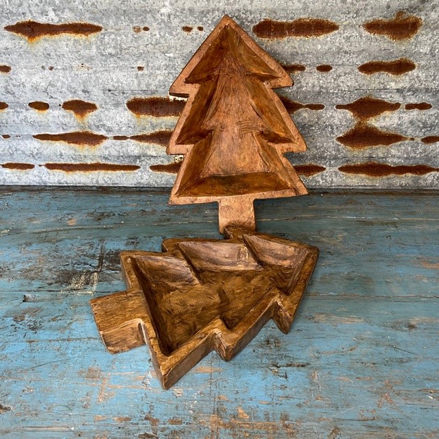 Small Christmas Tree Wood Bowl - Click Image to Close